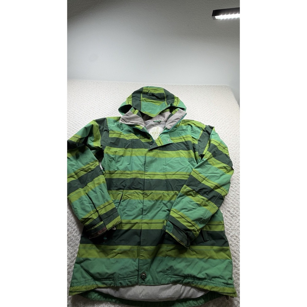 Holden Outerwear Men's Technical Snowboard/Ski Jacket L Green Stripped Hooded